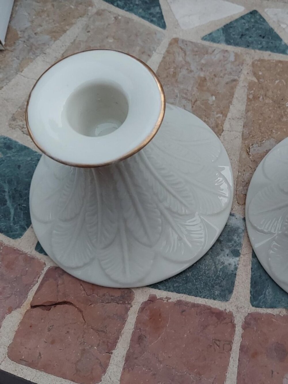 Lenox Greenfield (Feather) Candle Stick holders - Set of 2